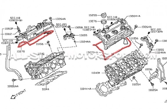 Joint de couvre culasse / cache culbuteurs pour Nissan 350Z 03-06 -...