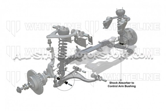 Nissan R35 GTR Whiteline Front Shock Absorbers to Control Arm Bushings