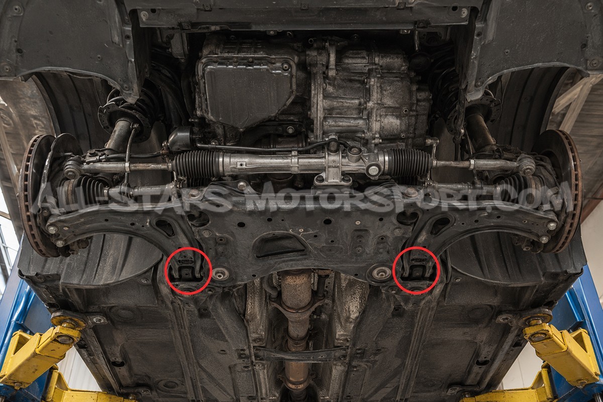 Silentblocs arrières Powerflex de bras inférieurs avant Golf 5 GTI / R32, Golf 6 GTI / R, S3 / RS3 8P, Leon 2 Cupra