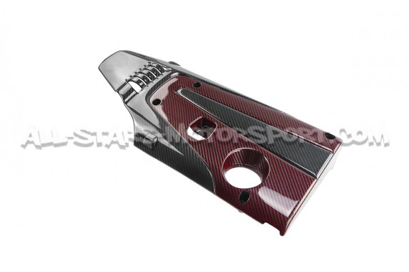 Couvre moteur carbone et kevlar rouge Eventuri pour Honda Civic Typ...