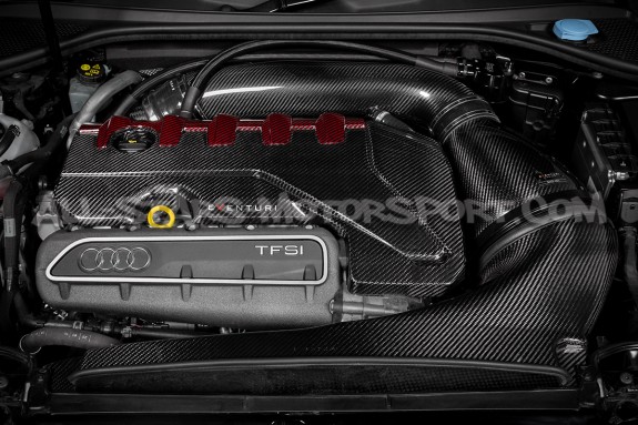 Couvre moteur carbone et kevlar rouge Eventuri pour Audi RS3 8V.5 /...