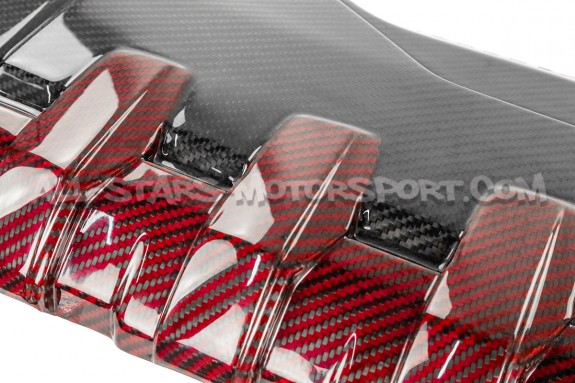 Tapa de motor de fibra de carbono y kevlar rojo Eventuri para Audi ...