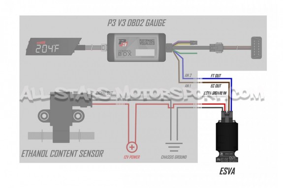Adaptateur lecteur de sonde Ethanol pour manomètre digital P3 Gauges