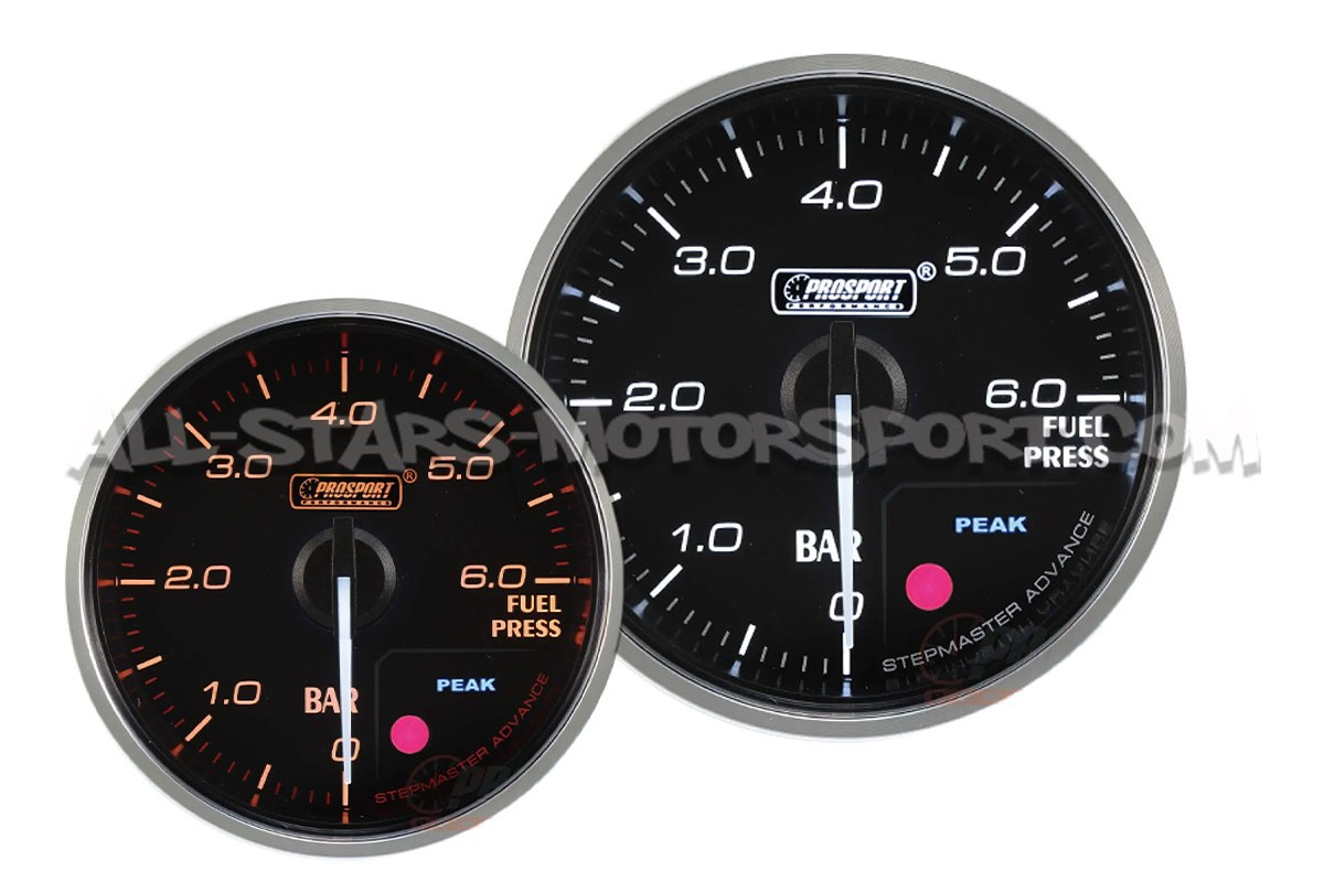 Manometre de pression d'essence 52mm Prosport Supreme Rouge / Blanc