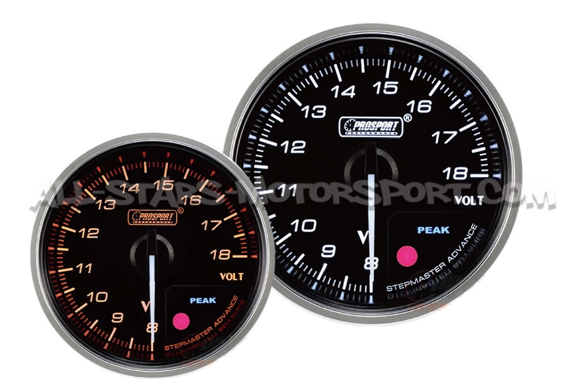 Manometre voltmètre 52mm Prosport Supreme Rouge / Blanc